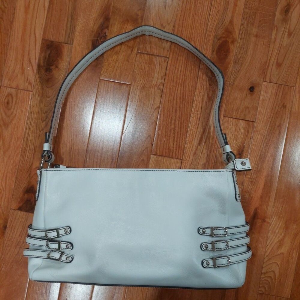 Vtg  Etienne Aigner White Leather Shoulder Bag Silver Tone Hardware